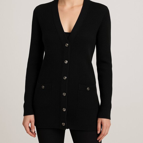 Chanel cotton black cardigan size 38